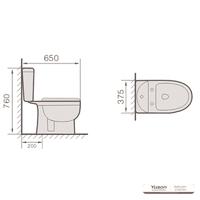 YS22207S 2-delig keramisch toilet, kortgekoppeld diepspoeltoilet;