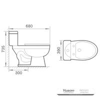 YS22207T 2-delig keramisch toilet, kortgekoppeld sifontoilet met sifon;