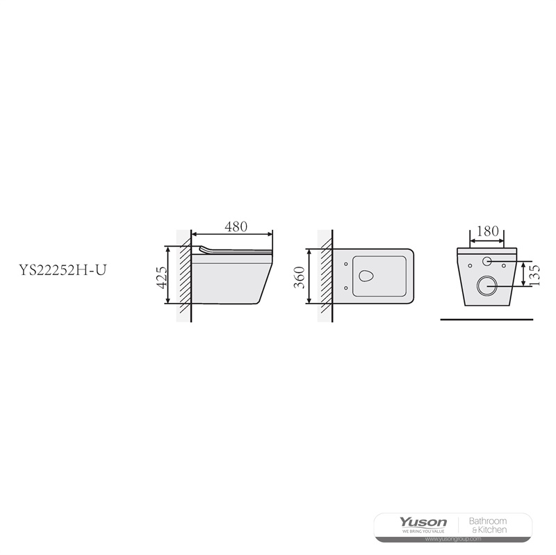 YS22252H Keramisch wandtoilet, Wandtoilet, diepspoel;