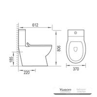 YS22270P 2-delig randloos keramisch toilet, P-trap diepspoeltoilet;