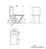 YS22291P 2-delig keramisch toilet zonder spoelrand, diepspoeltoilet met P-trap;