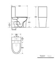 YS22294P2 2-delig spoelrandloos keramisch toilet, P-trap diepspoeltoilet;