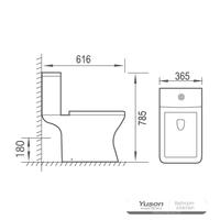 YS22297 2-delig randloos keramisch toilet, P-trap diepspoeltoilet;