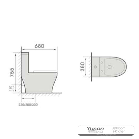 YS24215 Keramisch toilet uit één stuk, diepspoel;