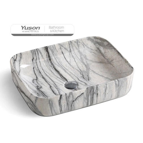 YS28434-MA1 Stone-serie keramische bovenbouwwastafel, artistieke wastafel, keramische wastafel;