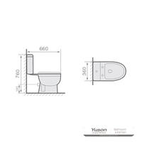YS22206P 2-delig keramisch toilet, kortgekoppeld P-sifon diepspoeltoilet;
