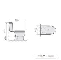 YS22207P 2-delig keramisch toilet, kortgekoppeld P-sifon diepspoeltoilet;