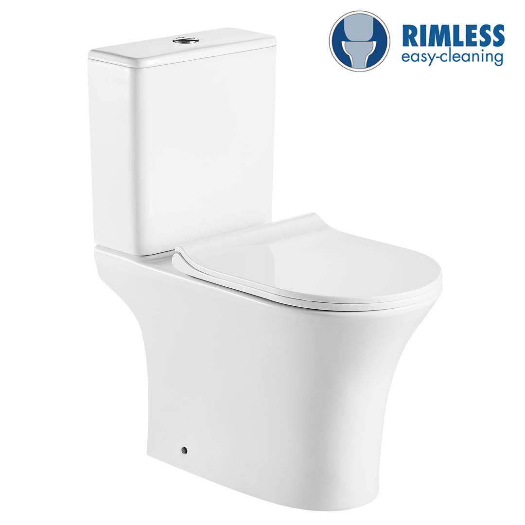 YS22294P 2-delig spoelrandloos keramisch toilet, P-trap diepspoeltoilet;
