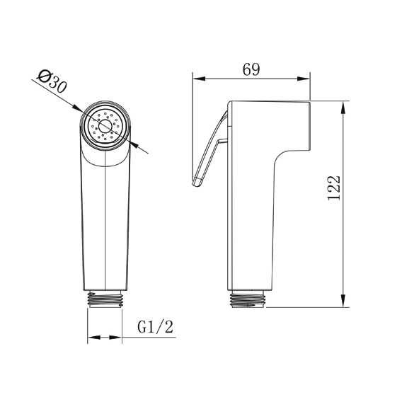 YS36075 ABS shataff, bidetsproeier, spoelsproeier