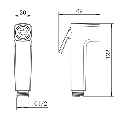 YS36076 ABS shataff, bidetsproeier, spoelsproeier