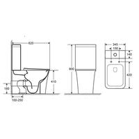 YS22295P2 2-delig spoelrandloos keramisch toilet, P-trap diepspoeltoilet;