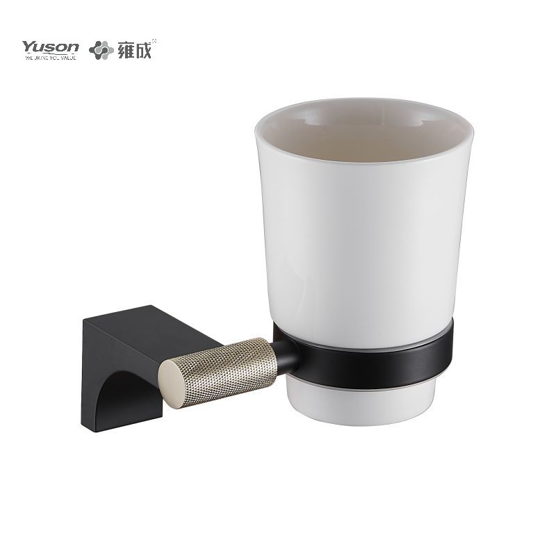 12484 Strakke badkameraccessoires, bekerhouder, met beker van mat/gehard glas, zink/messing/SUS bekerhouder, wandmontage (Serie 12400)