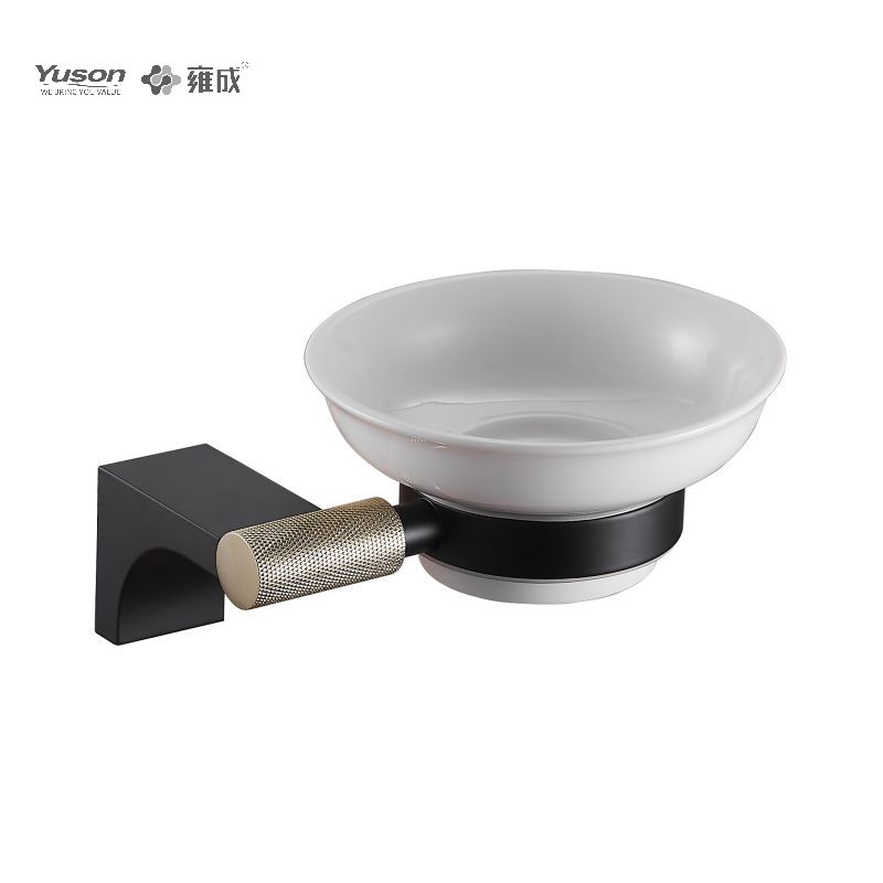 12485 Strakke badkameraccessoires, Zeepbakjes, met Glazen schaaltje, Zink/Messing/SUS Zeephouder, wandmontage (Serie 12400)
