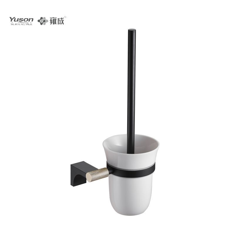 12490 Strakke badkameraccessoires, toiletborstel met beker van mat/gehard glas, zink/messing/SUS toiletborstel, wandmontage (Serie 12400)