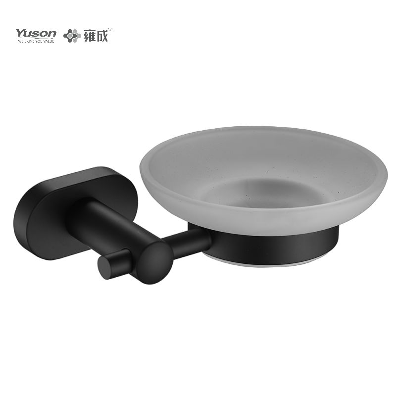 13385 Strakke badkameraccessoires, Zeepbakjes, met Glazen schaaltje, Zink/Messing/SUS Zeephouder, wandmontage (Serie 13300)