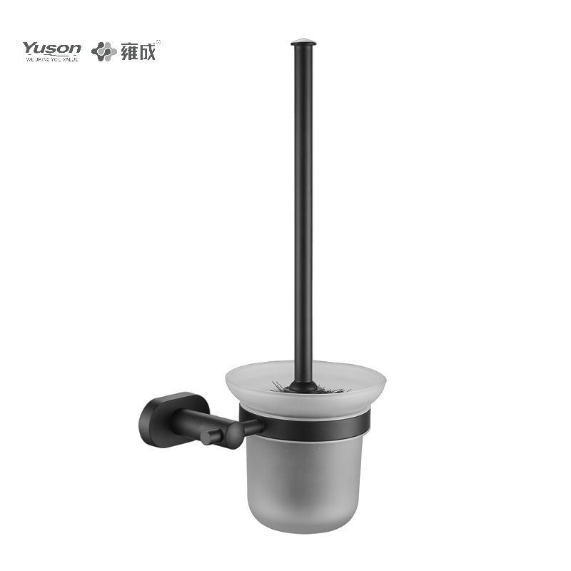 13390 Strakke badkameraccessoires, toiletborstel met beker van mat/gehard glas, zink/messing/SUS toiletborstel, wandmontage (Serie 13300)
