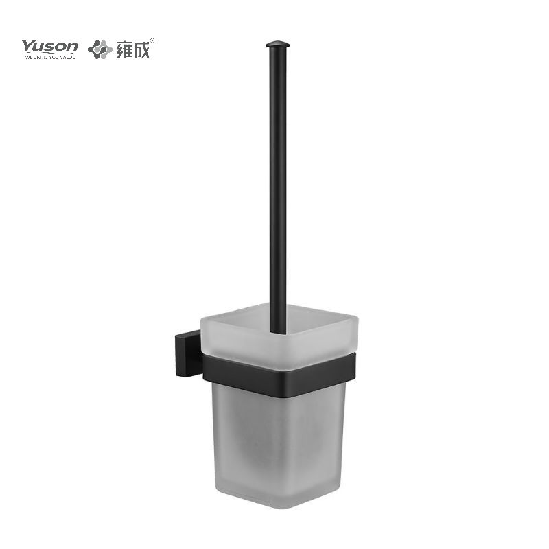 13490 Strakke badkameraccessoires, toiletborstel met beker van mat/gehard glas, zink/messing/SUS toiletborstel, wandmontage (Serie 13400)