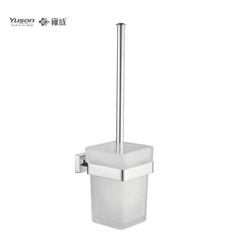 13490 Strakke badkameraccessoires, toiletborstel met beker van mat/gehard glas, zink/messing/SUS toiletborstel, wandmontage (Serie 13400)